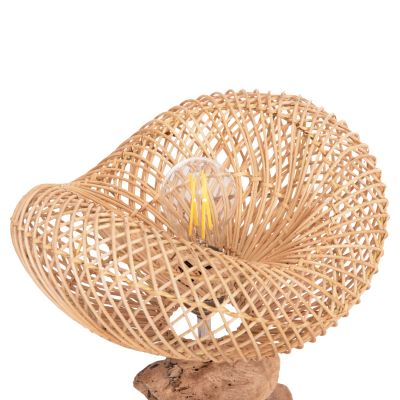 DECORATIVE TABLE LAMP IVAR HM4431 DRIFTWOOD & RATTAN 32x30x53Hcm.