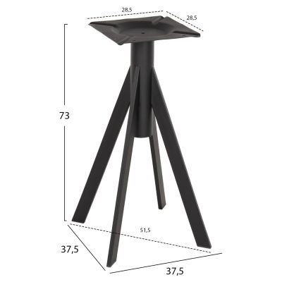 TABLE BASE HM5918 BLACK METAL 37,5x37,5x73Hcm.