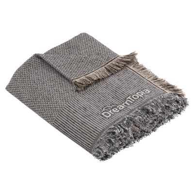 SOFA COVER-THROW WITH FRINGES DREAMTOPIA HM12164.02 IN DARK GREY COLOR 178X178cm.