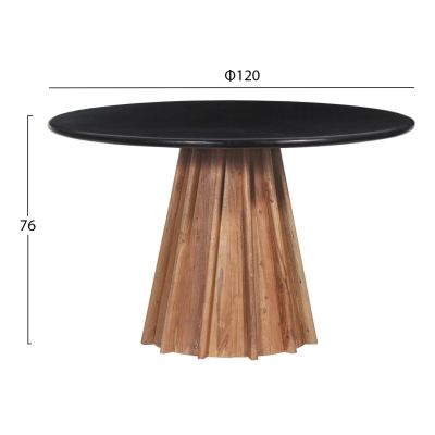 DINING TABLE ROUND DRAXX HM9687 SOLID ACACIA WOOD-BLACK MARBLE TOP Φ120x76Hcm.