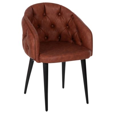 КРЕСЛО “LORETTA” HM9271.53 В КАФЯВО-КАФЯВА PU КОЖА И ЧЕРНИ ДЪРВЕНИ КРАКА 53x60x82H CM.