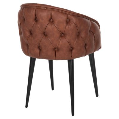 КРЕСЛО “LORETTA” HM9271.53 В КАФЯВО-КАФЯВА PU КОЖА И ЧЕРНИ ДЪРВЕНИ КРАКА 53x60x82H CM.