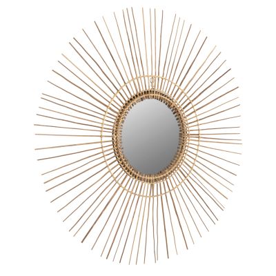 MIRROR ROUND WITH COCONUT STICKS FRAME NATURAL COLOR Φ85cm.HM7733