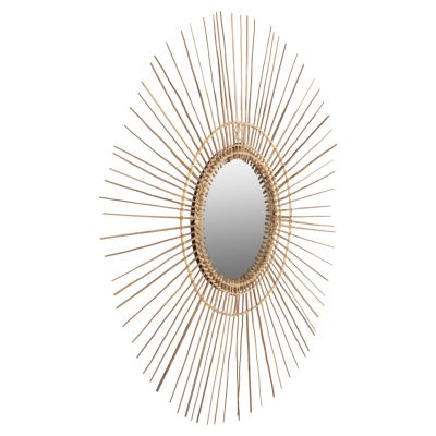MIRROR ROUND WITH COCONUT STICKS FRAME NATURAL COLOR Φ85cm.HM7733