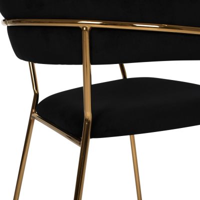 КРЕСЛО THEODORE HM8520.04 ЧЕРНО КАДИФЕ И ЗЛАТНА РАМКА 55Χ50Χ82Hcm.