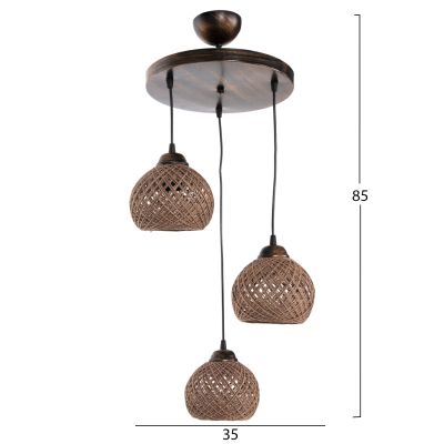 ΦΩΤΙΣΤΙΚΟ ΟΡΟΦΗΣ ΕΣΩΤΕΡΙΚΟΥ ΧΩΡΟΥ ΚΡΕΜΑΣΤΟ HM7359.01 ΑΠΟ ΜΕΤΑΛΛΟ & ΣΧΟΙΝΙ ΣΚΟΥΡΟ ΜΠΕΖ 32x32x80Υ εκ.