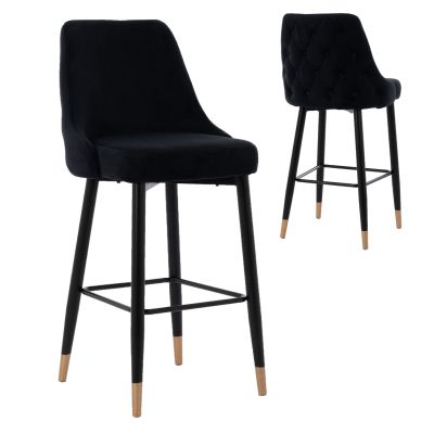SERENITY BAR STOOL ΗΜ8519.04 BLACK VELVET WITH METAL FRAME 53x48x110 cm.