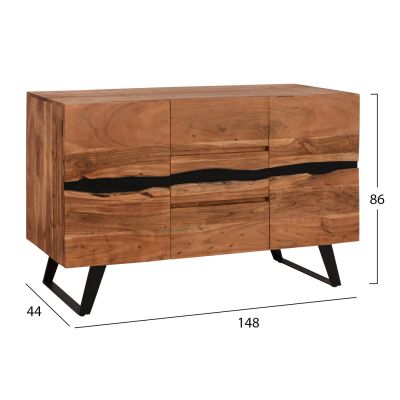 Buffet with 3 drawers Alicia from solid acacia wood HM8475.11 148X43,5X86