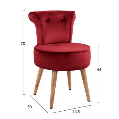 Velvet stool with back Guillem HM8469.06 red 44,5x50x70 cm.