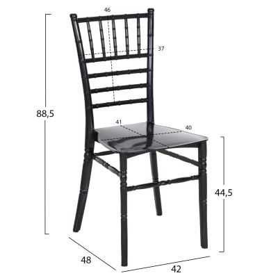 POLYPROPYLENE CATERING CHAIR TIFFANY NEW HM8058.07 GLOSSY BLACK 42x48x88,5Hcm.