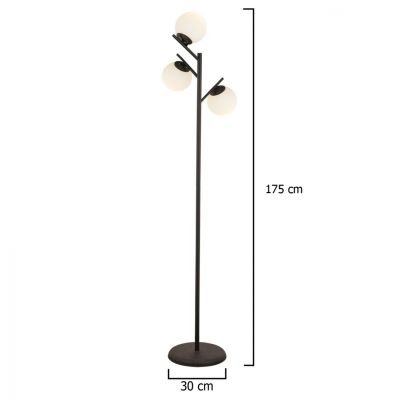 FLOOR STANDING LUMINAIRE 3-LIGHT ΗΜ7433.01 BLACK METAL-WHITE BULBS 30x175H cm.
