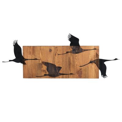 WALL DECORATION BIRDS HM4812-METAL IN BLACK-WOOD 90.5x3(thickness)x34.5Hcm.