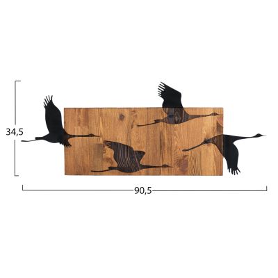 WALL DECORATION BIRDS HM4812-METAL IN BLACK-WOOD 90.5x3(thickness)x34.5Hcm.