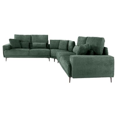 CORNER SOFA SYMMET HM3269.05 GREEN FABRIC-GLOSSY ANTHRACITE LEGS 314x314x90-102Hcm.