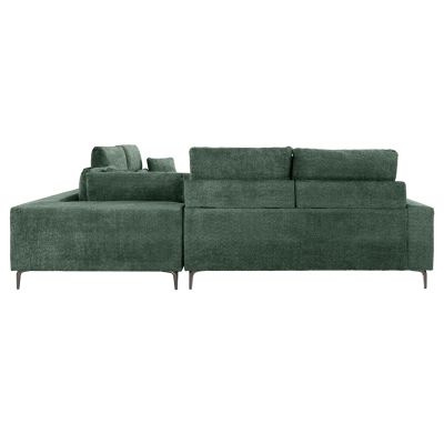 CORNER SOFA SYMMET HM3269.05 GREEN FABRIC-GLOSSY ANTHRACITE LEGS 314x314x90-102Hcm.