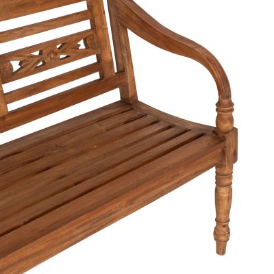 OUTDOOR BENCH HM7903 SOLID MAHOGANY WOOD IN NATURAL WITH BACKREST AND ARMS 148x54x90Hcm.