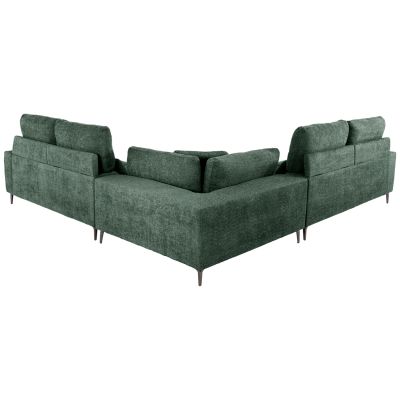 CORNER SOFA SYMMET HM3269.05 GREEN FABRIC-GLOSSY ANTHRACITE LEGS 314x314x90-102Hcm.