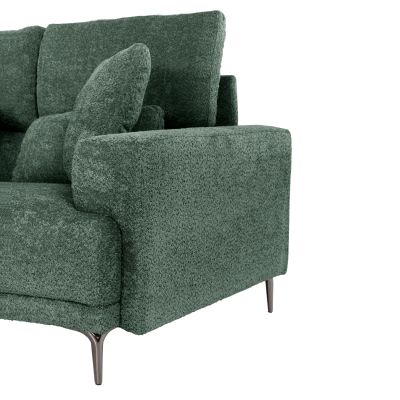 CORNER SOFA SYMMET HM3269.05 GREEN FABRIC-GLOSSY ANTHRACITE LEGS 314x314x90-102Hcm.