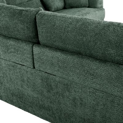 CORNER SOFA SYMMET HM3269.05 GREEN FABRIC-GLOSSY ANTHRACITE LEGS 314x314x90-102Hcm.