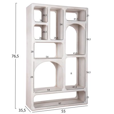 ЕТАЖ ЗА КНИЖА HANDYR HM9707 МАНГОВО ДЪРВО МАСИВ В БЯЛ ЦВЯТ 100x35x165Hcm.
