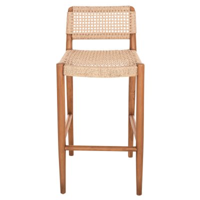 BAR STOOL ROSCO HM6134 TEAK WOOD IN NATURAL-VIRO ROPE IN BEIGE 47x52x100Hcm.