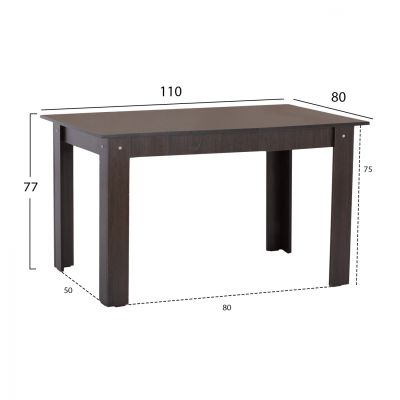 KITCHEN TABLE KELVIN, 110x80x77cmM WENGE, HM2428.02