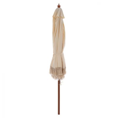 UMBRELLA WAGNER HM5776.01 BEIGE SHADE AND FRINGES-HARDWOOD BROWN POLE Φ3X2.50Hm