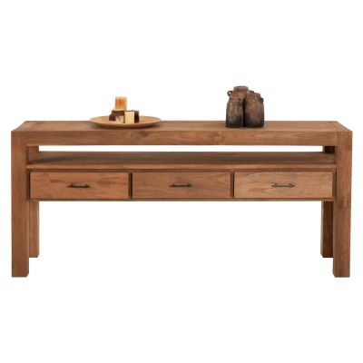 CONSOLE WITH 3 DRAWERS HM9556 RECYCLED TEAK WOOD IN NATURAL COLOR 180x45x80Hcm.