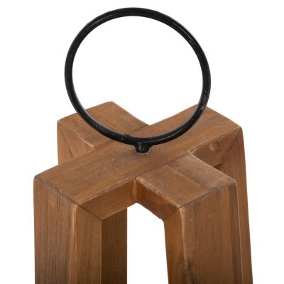 LANTERNS FOR CANDLES WITH RING HANDLES HM4276 TEAK WOOD IN NATURAL 24x24x50-61H cm.