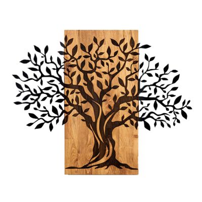 WALL DECORATION TREE FIGURE HM4802-METAL IN BLACK-WOOD 72x3(thickness)x58Hcm.