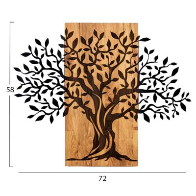 WALL DECORATION TREE FIGURE HM4802-METAL IN BLACK-WOOD 72x3(thickness)x58Hcm.
