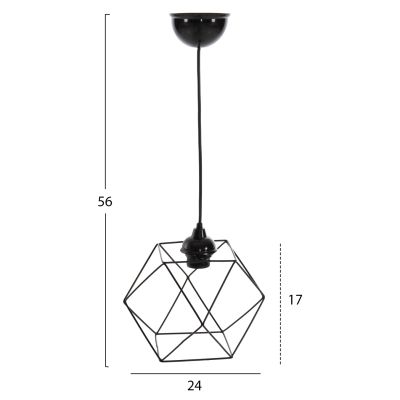 CEILING PENDANT LIGHT HM7643.01 BLACK METAL Φ24x56Hcm.