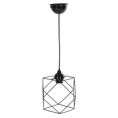 CEILING PENDANT LIGHT HM7643.01 BLACK METAL Φ24x56Hcm.