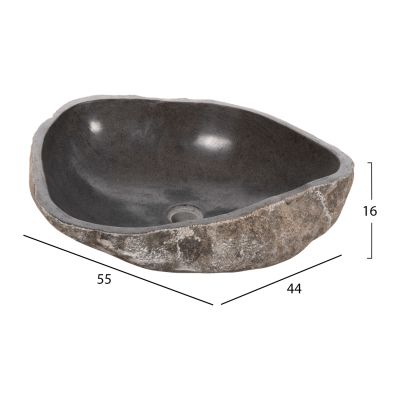 STONE SINK CARVED GREY COLOR 55x44x16Ηcm. HM4193