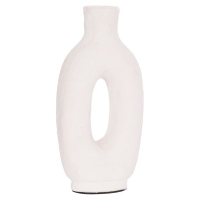 DECORATIVE VASE SERIES CLAYVON HM4409 TERRACOTTA IN WHITE COLOR 10x5x21Hcm.