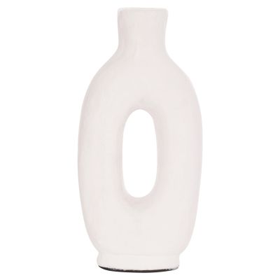 DECORATIVE VASE SERIES CLAYVON HM4409 TERRACOTTA IN WHITE COLOR 10x5x21Hcm.