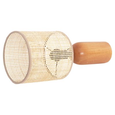 TABLE LAMP LYKTUR HM4709 BEIGE WICKER CAP-WOODEN BASE Φ15,5x35,5Hcm.