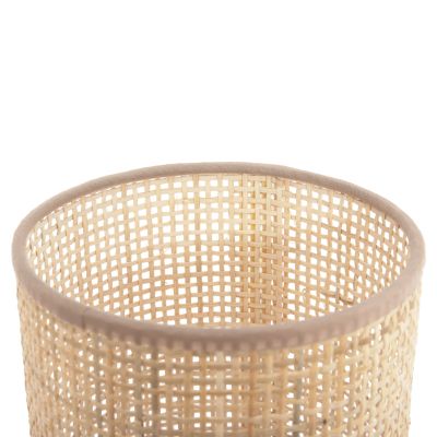 TABLE LAMP LYKTUR HM4709 BEIGE WICKER CAP-WOODEN BASE Φ15,5x35,5Hcm.