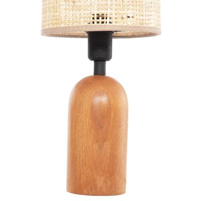 TABLE LAMP LYKTUR HM4709 BEIGE WICKER CAP-WOODEN BASE Φ15,5x35,5Hcm.