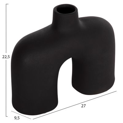 CERAMIC TABLE DECOR ISIL HM4600.02 MATTE BLACK 27x9,5x22,5Η cm.