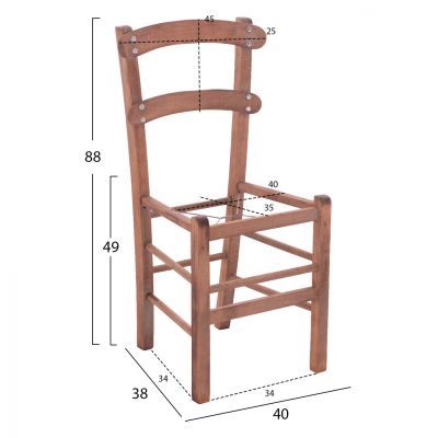 Καρεκλα καφενειου καρφωτη καρυδι εμποτισμος σκελετος HM5576.01 40x38x88 εκ.