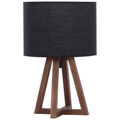 TABLE LAMP WOODEN BASE BLACK FABRIC CAP 26x26x36Hcm.HM7706.01