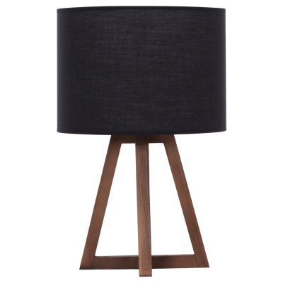 TABLE LAMP WOODEN BASE BLACK FABRIC CAP 26x26x36Hcm.HM7706.01