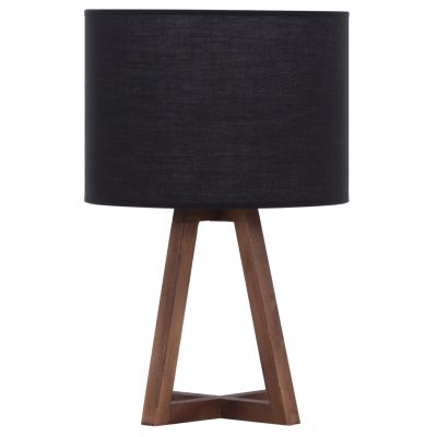 TABLE LAMP WOODEN BASE BLACK FABRIC CAP 26x26x36Hcm.HM7706.01