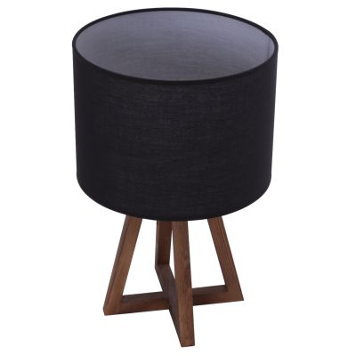 TABLE LAMP WOODEN BASE BLACK FABRIC CAP 26x26x36Hcm.HM7706.01