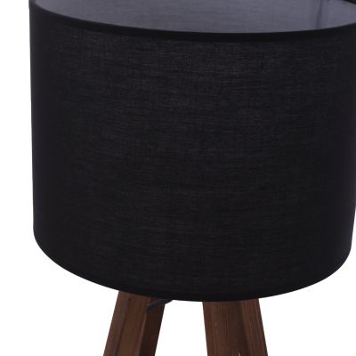 TABLE LAMP WOODEN BASE BLACK FABRIC CAP 26x26x36Hcm.HM7706.01