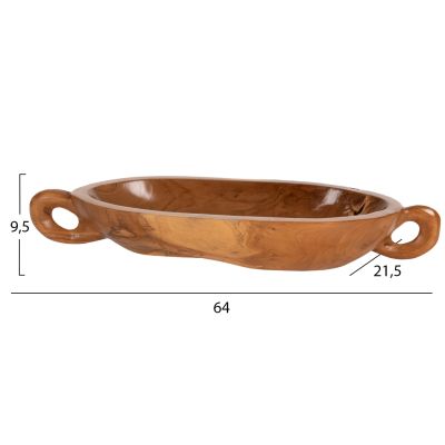 DECORATIVE DISH HM4304 TEAK WOOD IN NATURAL COLOR 64x21,5x9,5Hcm.