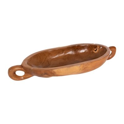 DECORATIVE DISH HM4304 TEAK WOOD IN NATURAL COLOR 64x21,5x9,5Hcm.