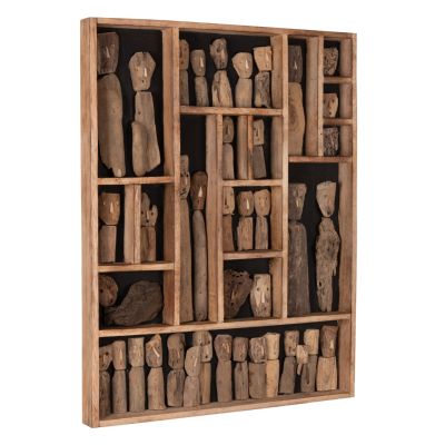 WALL DECORATION MYST HM4275 FRAME WITH FIGURINES MADE OF DRIFTWOOD 60x5x80Hcm.
