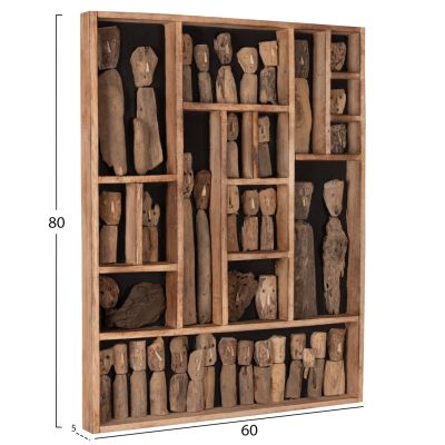 WALL DECORATION MYST HM4275 FRAME WITH FIGURINES MADE OF DRIFTWOOD 60x5x80Hcm.